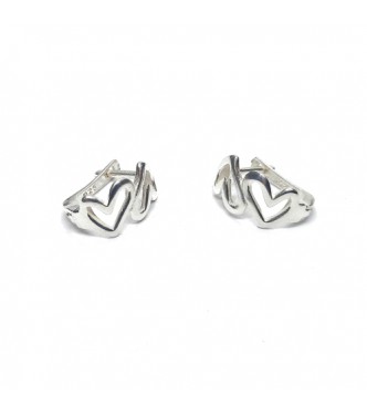 E000811 Genuine Sterling Silver Stylish Earrings Hearts Solid Hallmarked 925 Handmade